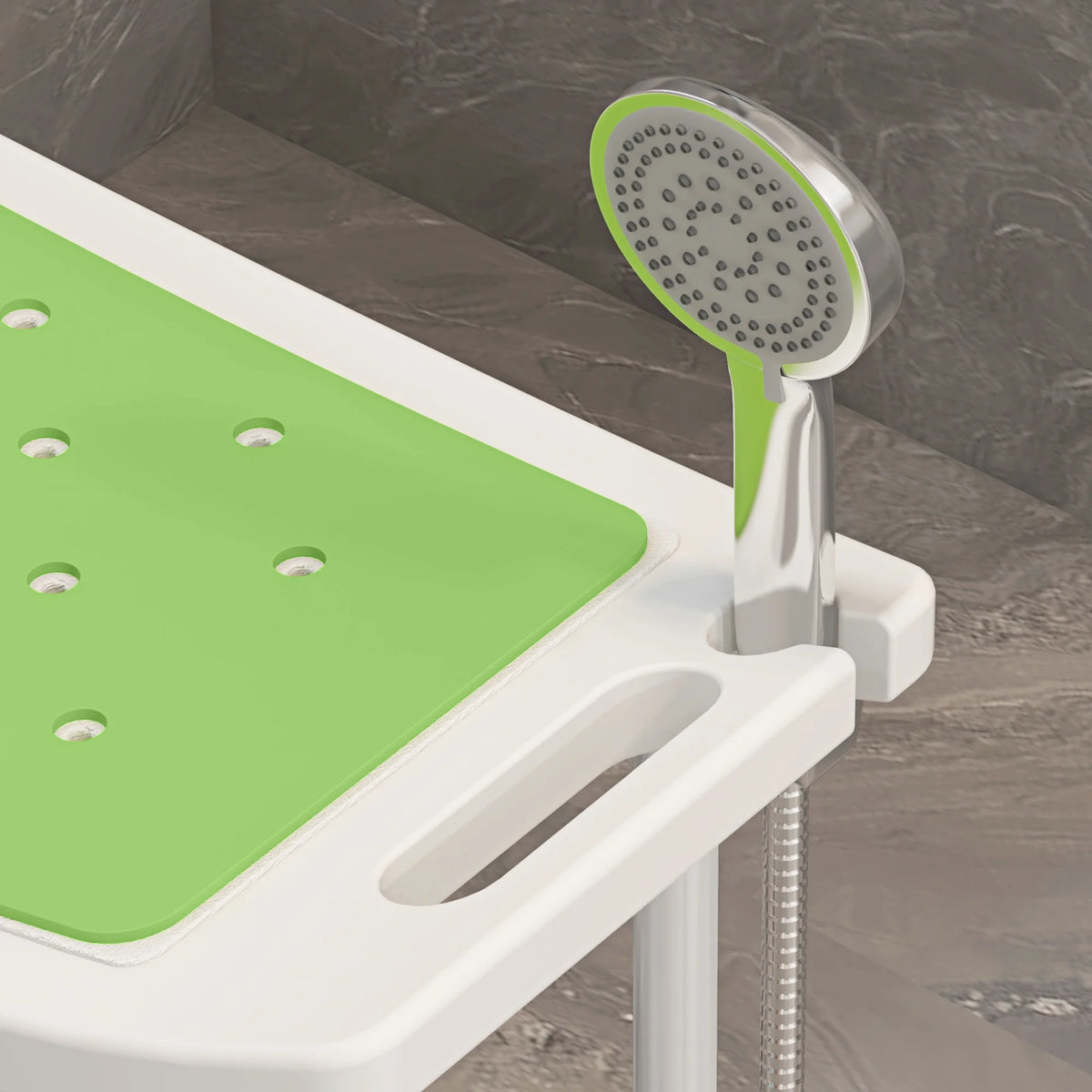 Height-Adjustable Aluminium Shower Stool with Padded Seat and Non-Slip Feet, Green