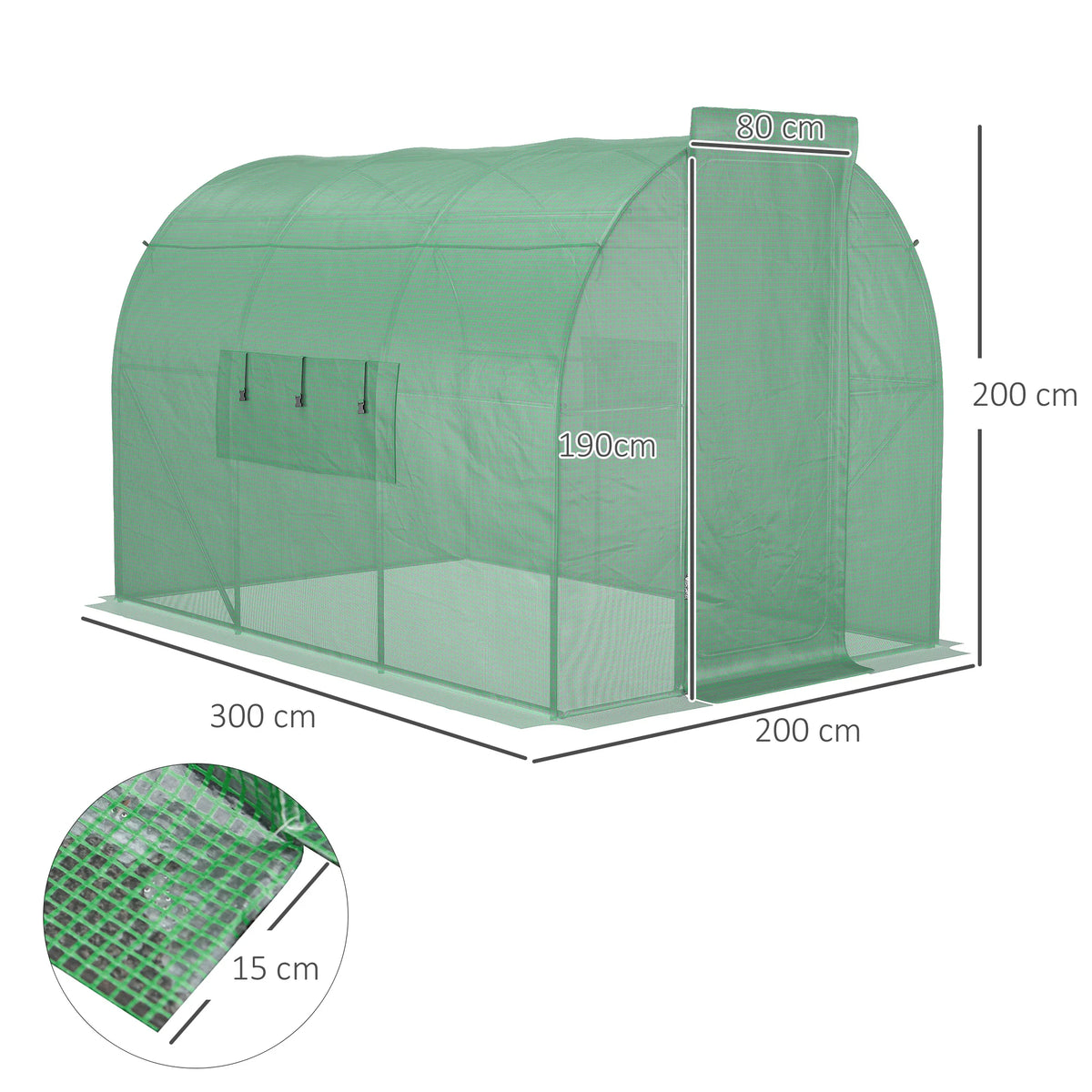Reinforced Steel Walk-In Polytunnel Greenhouse with Door and Windows 3 X 2m