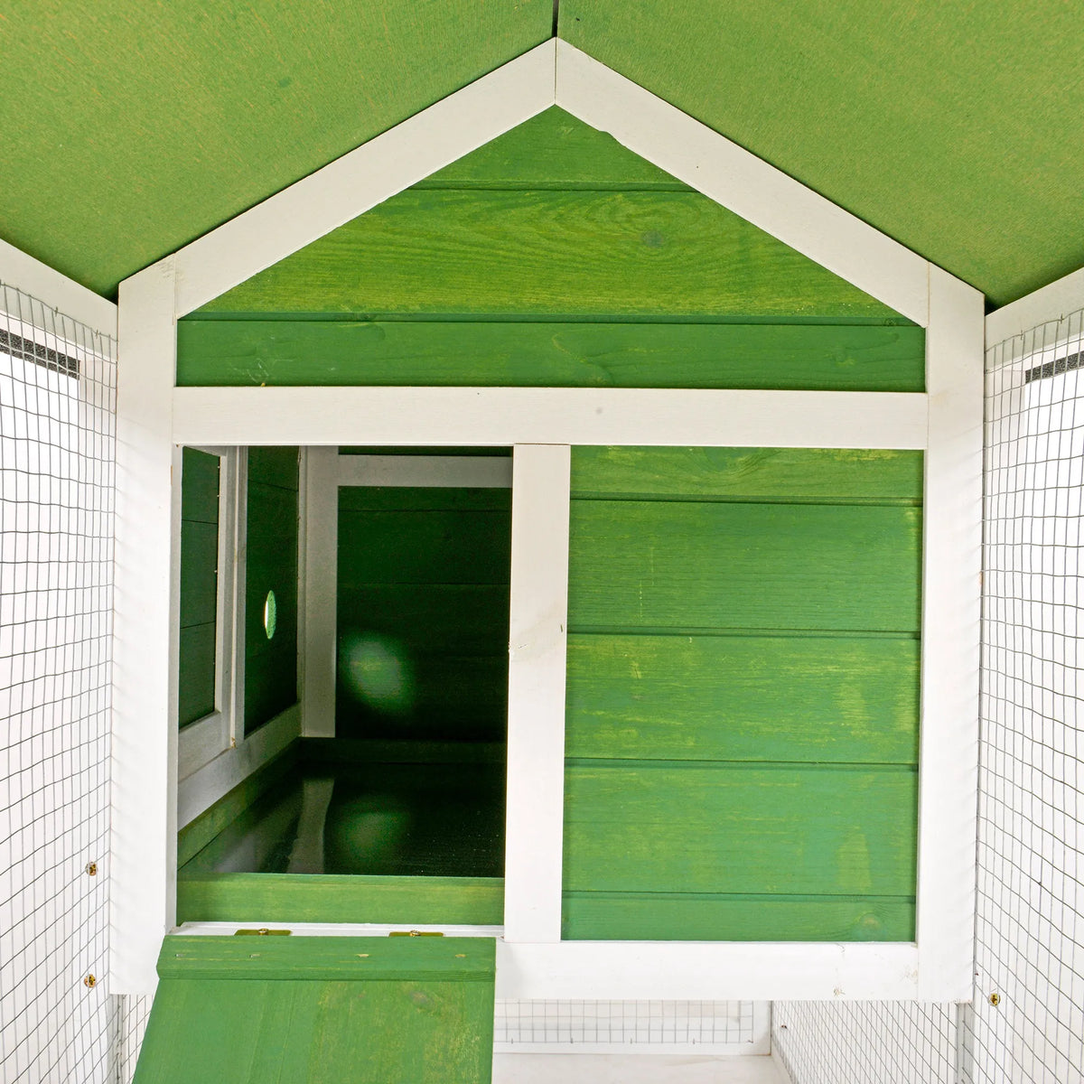 Rabbit Hutch 120x60x79cm Fir Wood Bunny Cage with Run Ramp Asphalt Roof and Pull Out Tray Green