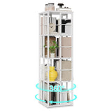 4-Tier 360° Rotating Metal Bookshelf with 16 Compartments | Slim Corner Storage Rack 54 Inch Floor Standing