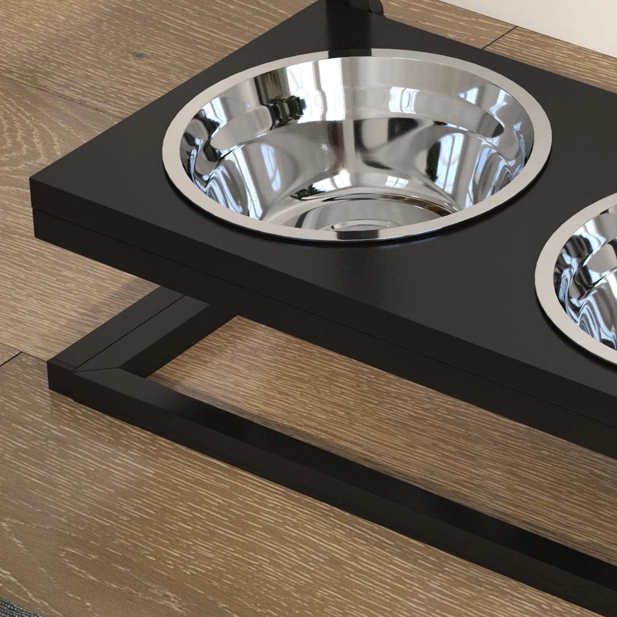Height Adjustable Raised Dog Bowl Stand with 2 Stainless Steel Bowls