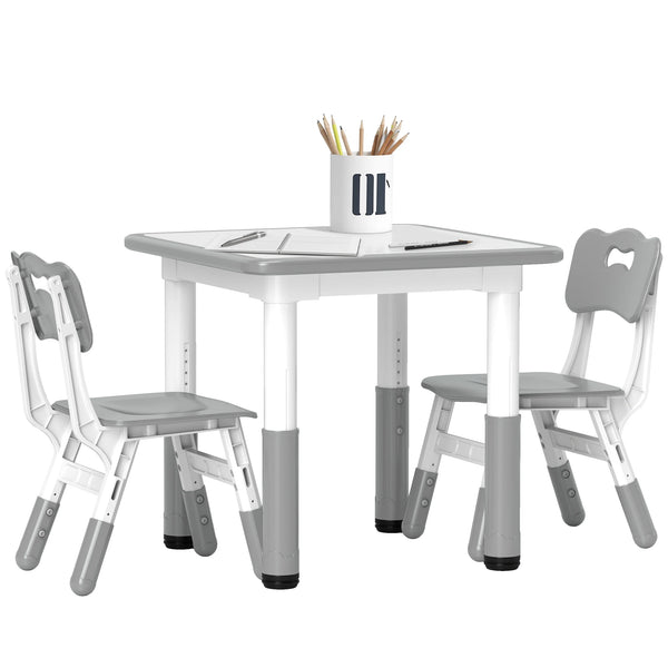 Kids Table and Chair Set Height Adjustable Easy to Wipe Desk Grey