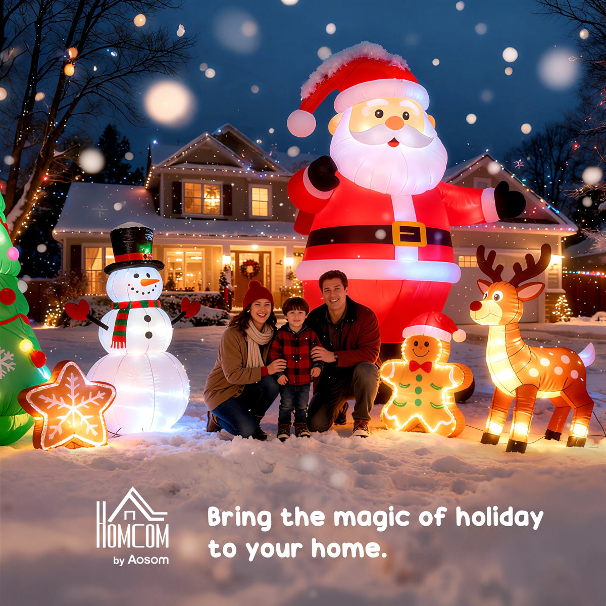 4ft LED Lighted Inflatable Santa Claus w/ Gift Box Christmas Decoration Outdoor
