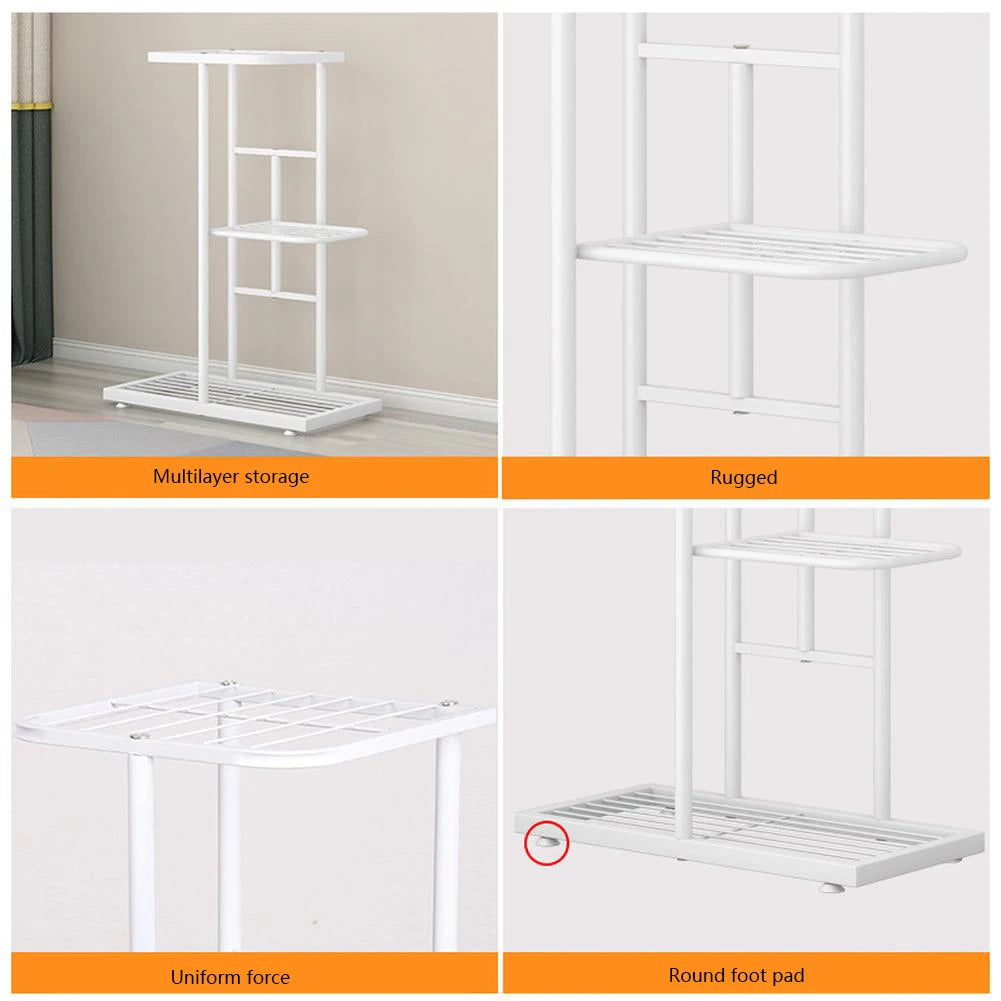 8 Tier Metal Plant Stand 141cm Tall Corner Display Rack Anti Rust for Indoor Outdoor Balcony Patio White