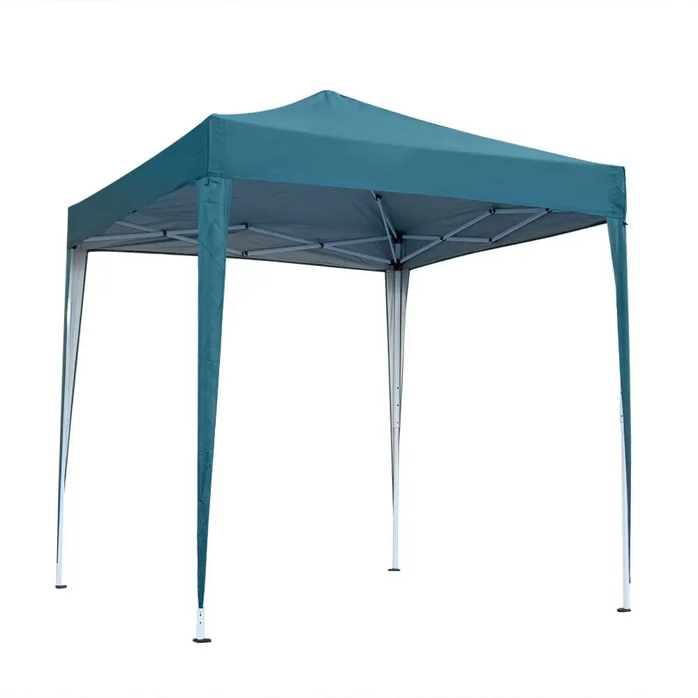 2x2m Waterproof Pop Up Gazebo Steel Frame 4 Polyester Sidewalls Church Windows for Garden Party BBQ Green