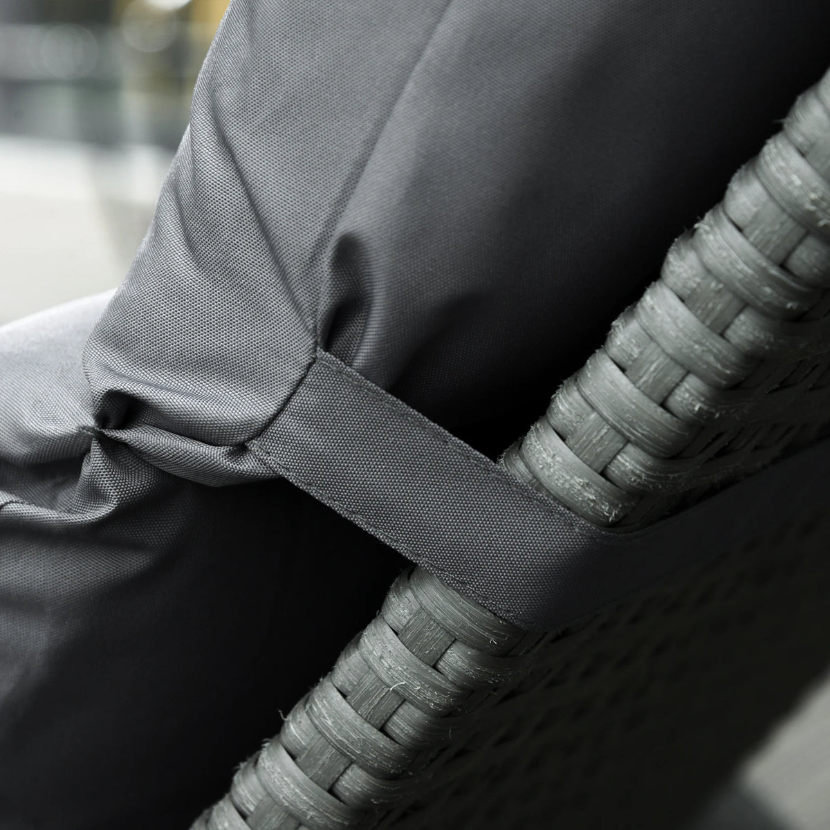Set of 2 Deep Seat Patio Lounger Cushions with Ties, Dark Grey