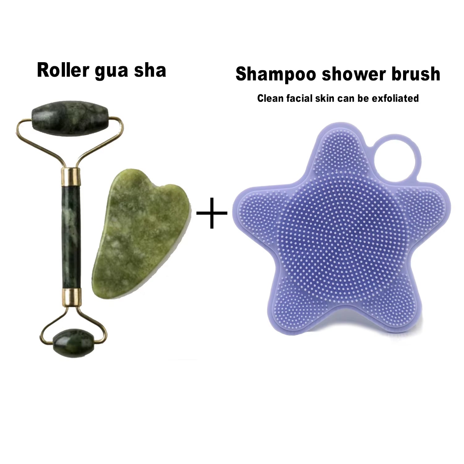 Skin Care Quartz Stone Natural Face Jade Roller Set Cooling Eye Gua Sha Tool Facial Beauty Massage for Face Jade Wheel Green