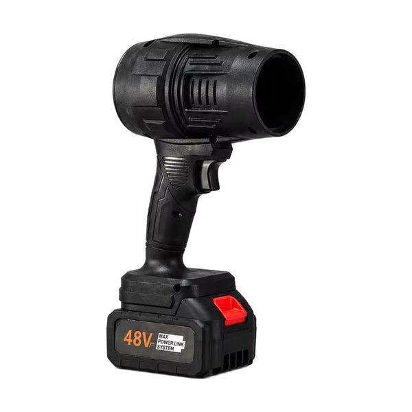 Cordless jet blower with battery on a white background
