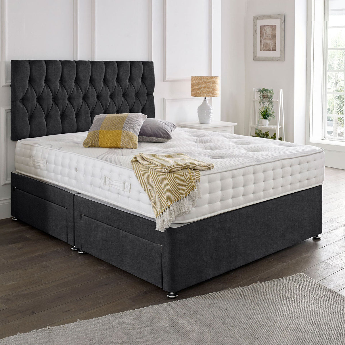 Classic Upholstered Bed Frame with Deluxe Foam