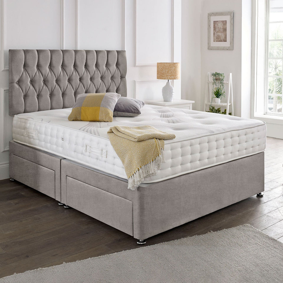 Classic Upholstered Bed Frame with Deluxe Foam
