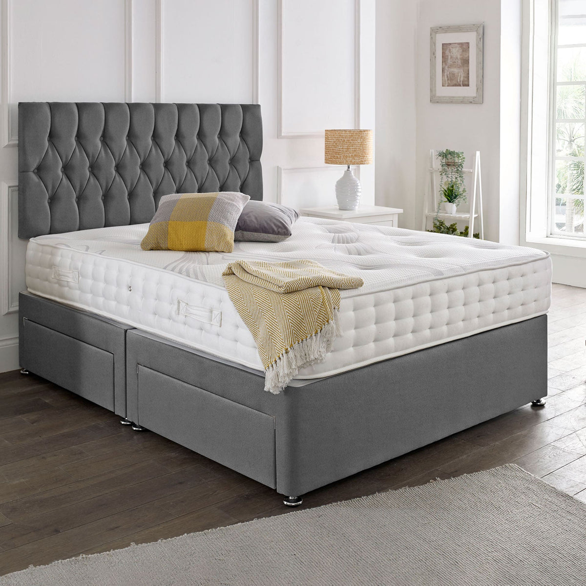 Classic Upholstered Bed Frame with Deluxe Foam