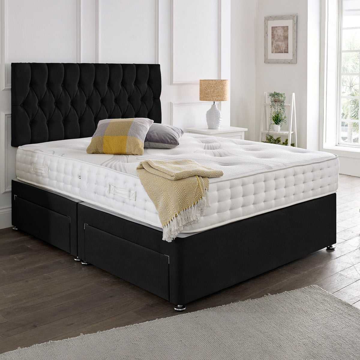 Classic Upholstered Bed Frame with Deluxe Foam