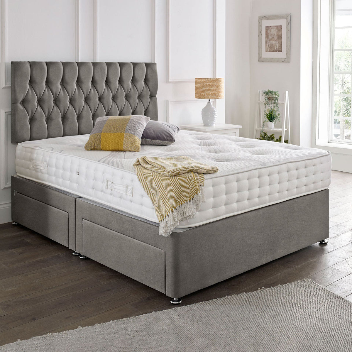 Classic Upholstered Bed Frame with Deluxe Foam