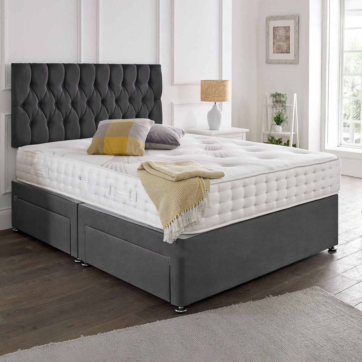 Classic Upholstered Bed Frame with Deluxe Foam