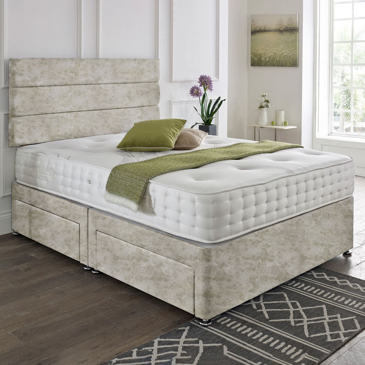 Modern Divan Bed with Matching Headboard – With Soufflé Dream Pillow Top Mattress