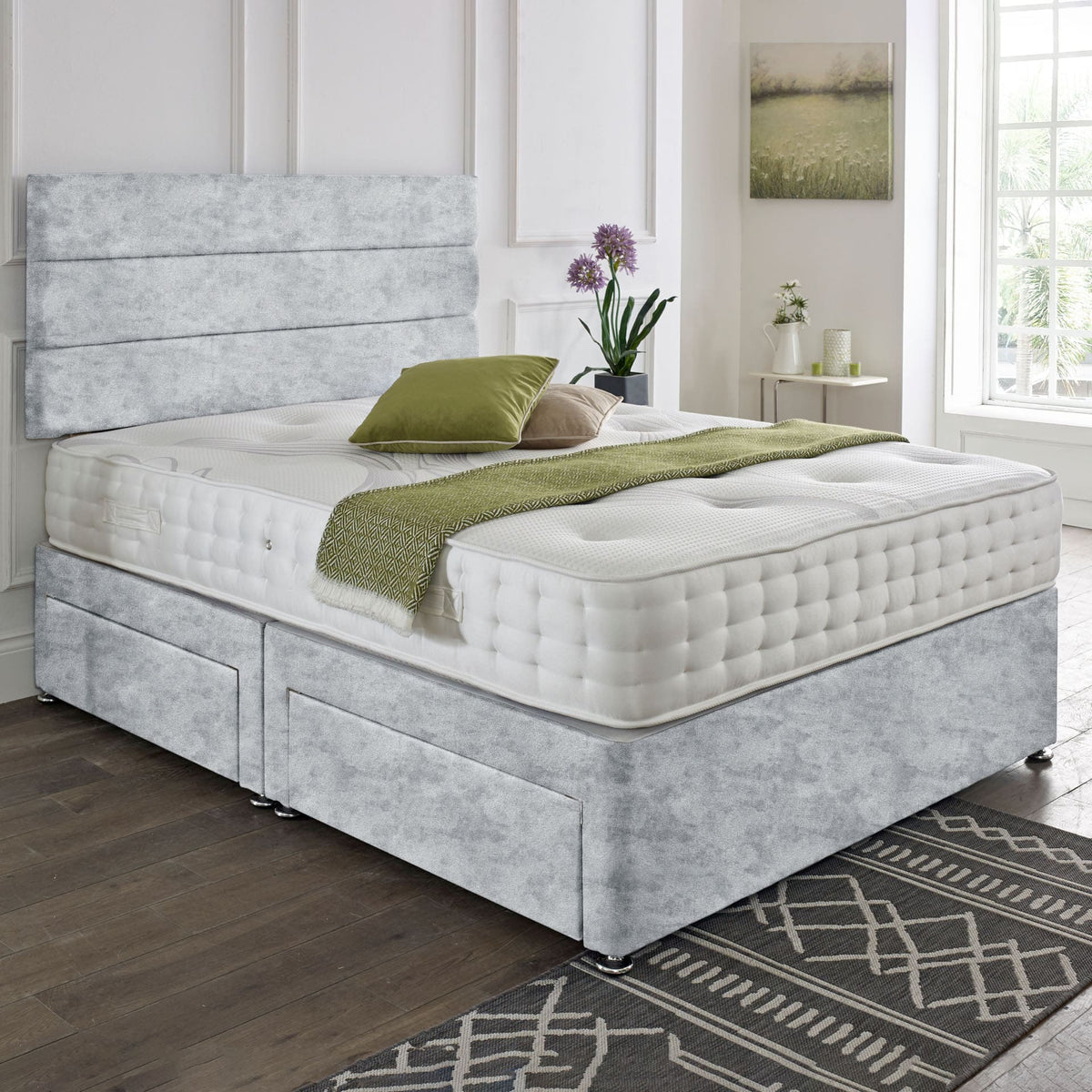 Modern Divan Bed with Matching Headboard – With Soufflé Dream Pillow Top Mattress