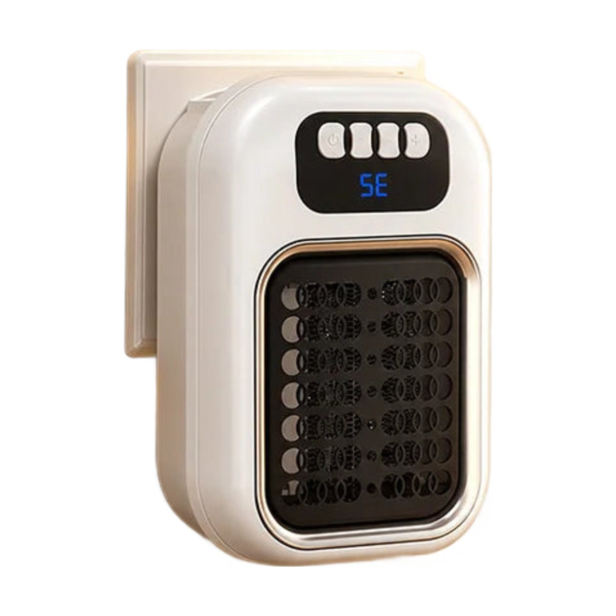 Wall plug-in electric fan heater on a white background