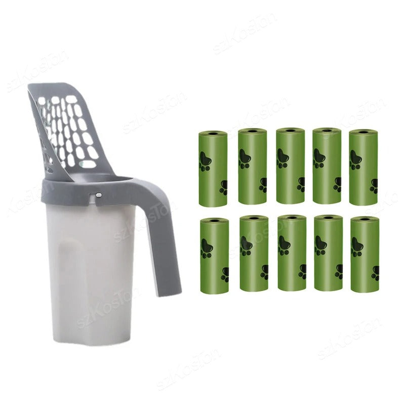 Cat Litter Scoop with Refill Bags | Self-Cleaning Filter Shovel & Waste Picker